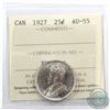 Image 1 : 25-cent 1927 ICCS Certified AU-55. Blast white with exceptiontial lustre for the grade.