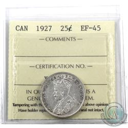 25-cent 1927 ICCS Certified EF-45. **Key Date**