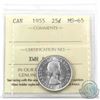 Image 1 : 25-cent 1955 ICCS Certified MS-65. Light golden toning on reverse.