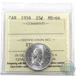 25-cent 1958 ICCS Certified MS-66. Blast white!