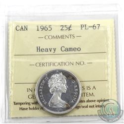 25-cent 1965 ICCS Certified PL-67 Heavy Cameo