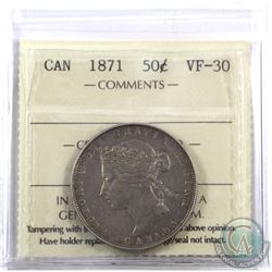 50-cent 1871 ICCS Certified VF-30