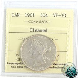 50-cent 1901 ICCS Certified VF-30 (cleaned).