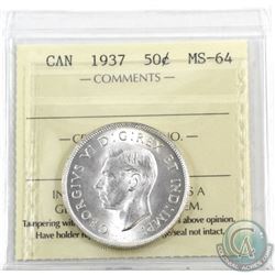 50-cent 1937 ICCS Certified MS-64. Frosted blast white!