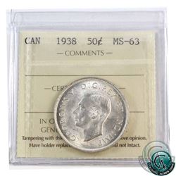 50-cent 1938 ICCS Certified MS-63.