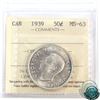 Image 1 : 50-cent 1939 ICCS Certified MS-63.