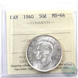 50-cent 1940 ICCS Certified MS-64