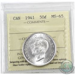 50-cent 1941 ICCS Certified MS-65! Blast white coin with exceptional eye appeal! Worth a premium bid