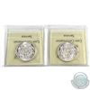Image 2 : 50-cent 1941 & 1942 both ICCS Certified MS-64 Cameo! An attractive matching pair with full white fie
