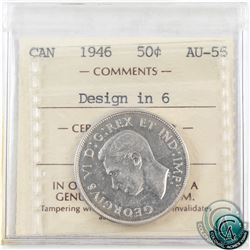 50-cent 1946 Design in 6 ICCS Certified AU-55