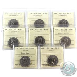 50-cent 1970, 1971, 1973, 1976, 1977, 1978 Square Jewels, 1979 Round Bust & 1980 ICCS Certified MS-6