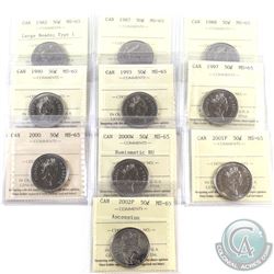 50-cent 1982 Large Beads Type 1, 1987, 1988, 1990, 1993, 1997, 2000, 200W NBU, 2001P & 2002P Ascensi
