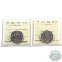 50-cent 2008 & 2009 ICCS Certified MS-67. 2pcs