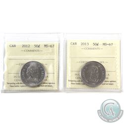 50-cent 2012 & 2013 ICCS Certified MS-67. 2pcs