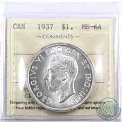 Silver $1 1937 ICCS Certified MS-64