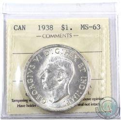 Silver $1 1938 ICCS Certified MS-63