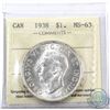 Image 1 : Silver $1 1938 ICCS Certified MS-63