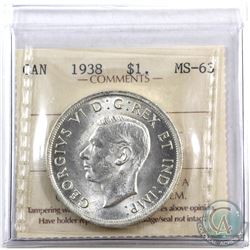 Silver $1 1938 ICCS Certified MS-63