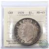 Image 1 : Silver $1 1939 ICCS Certified MS-65! A fully toned coin with hues of rose red and deep blues.