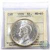 Image 1 : Silver $1 1939 ICCS Certified MS-65. Bright coin with subtle hints of golden throughout the borders.