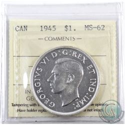 Silver $1 1945 ICCS Certified MS-62.