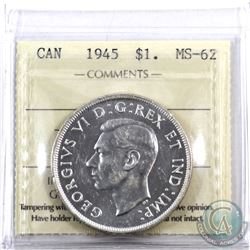 Silver $1 1945 ICCS Certified MS-62.
