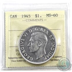 Silver $1 1945 ICCS Certified MS-60