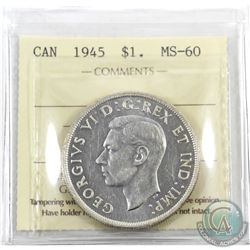 Silver $1 1945 ICCS Certified MS-60.
