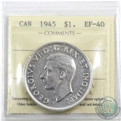 Silver $1 1945 ICCS Certified EF-40
