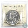 Image 1 : Silver $1 1947 Blunt 7 ICCS Certified MS-64. An exceptional strike.