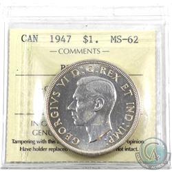 Silver $1 1947 Blunt 7 ICCS Certified MS-62.