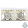 Image 1 : Silver $1 1947 Blunt 7 & 1947 Pointed 7 ICCS Certified EF-40. 2pcs