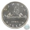 Image 3 : Silver $1 1947 Maple Leaf, ICCS Certified SP-62. Rare specimen strike! Bright coin with mirror like 