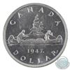 Image 3 : Silver $1 1947 Maple Leaf, ICCS Certified MS-62. A full white coin with crisp strike details. A much