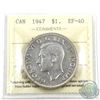 Image 1 : Silver $1 1947 Maple Leaf ICCS Certified EF-40. A nice mid-grade example of this key date variety.