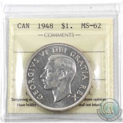 Silver $1 1948 ICCS Certified MS-62. *Key Date*