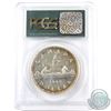 Image 2 : Silver $1 1948 PCGS Certified MS-62. Nice white key date coin with golden toning around both sides o