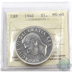 Silver $1 1948 ICCS Certified MS-60. *KEY DATE*