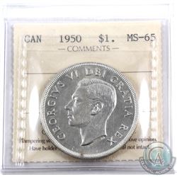 Silver $1 1950 ICCS Certified MS-65! A near flawless coin with the strike details of a specimen.