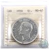 Image 1 : Silver $1 1950 ICCS Certified MS-65! A near flawless coin with the strike details of a specimen.
