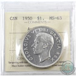 Silver $1 1950 Arnprior ICCS Certified MS-63