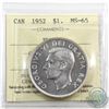 Image 1 : Silver $1 1952 NWL ICCS Certified MS-65. Very tough to find such a nice example in this grade! Worth