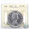 Image 1 : Silver $1 1955 Arnprior ICCS Certified PL-66. A bright flashy coin with full mirror finishes.