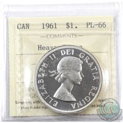 Silver $1 1961 ICCS Certified PL-66 Heavy Cameo.