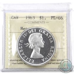 Silver $1 1963 ICCS Certified PL-66 Heavy Cameo.