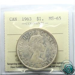 Silver $1 1963 ICCS Certified MS-65