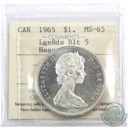 Silver $1 1965 LB Blt5 ICCS Certified MS-65 Heavy Cameo