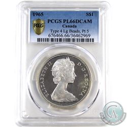 Silver $1 1965 LB Ptd5 PCGS Certified PL-66 DCAM. Shows as Ultra Heavy Cameo.