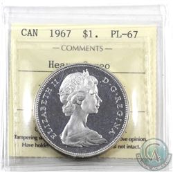 Silver $1 1967 ICCS Certified PL-67 Heavy Cameo.