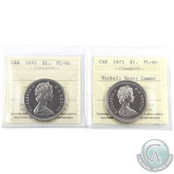 Nickel $1 1970 & 1973 Heavy Cameo ICCS Certified PL-66. 2pcs